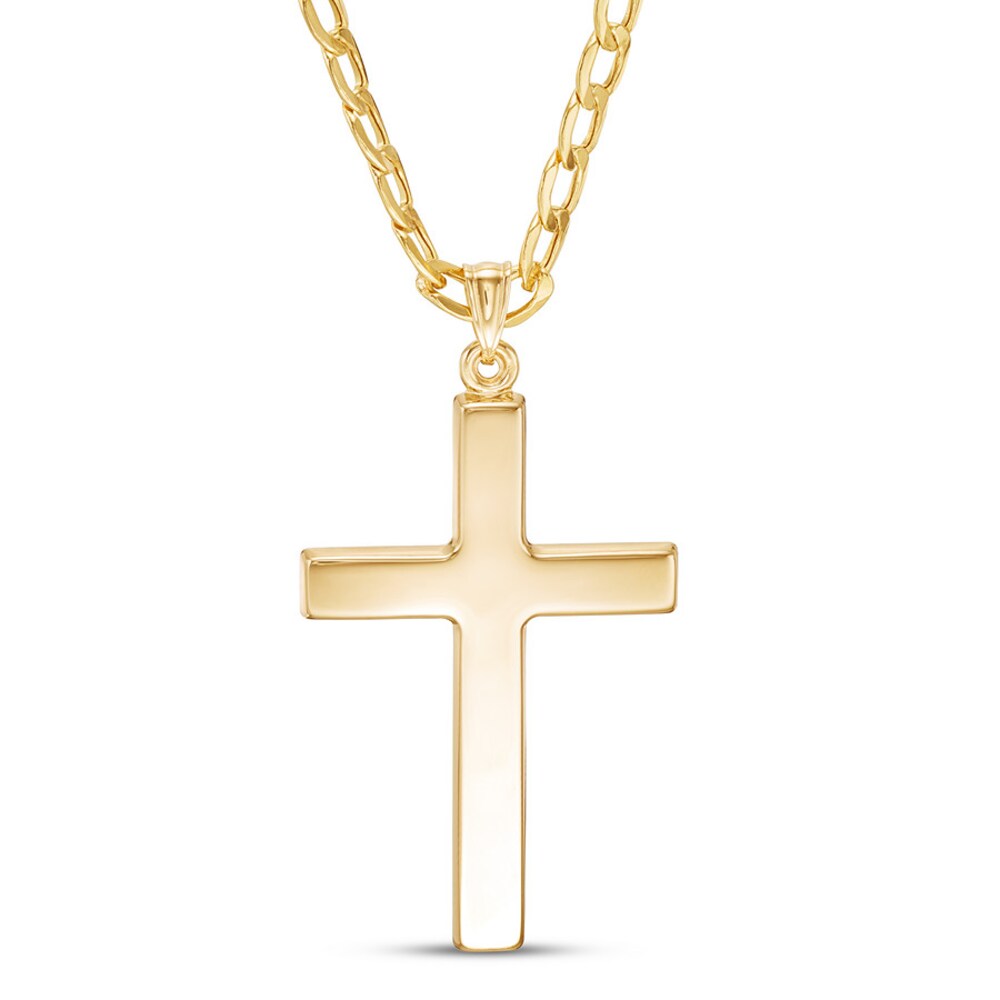 Men's Cross Necklace 10K Yellow Gold dGi9L0c7