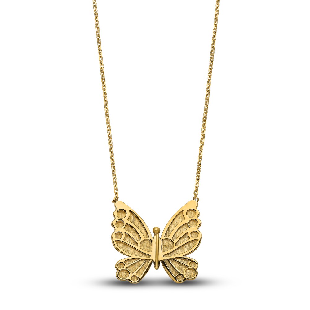 High-Polish Butterfly Necklace 14K Yellow Gold 17" dH6WD72r