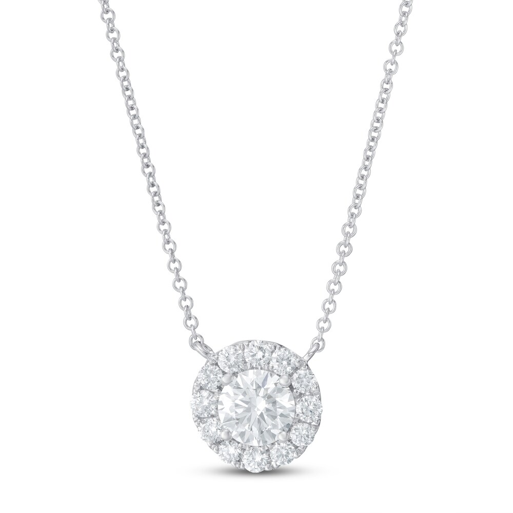 Lab-Created Diamond Necklace 1-1/8 ct tw Round 14K White Gold dIuksQlo