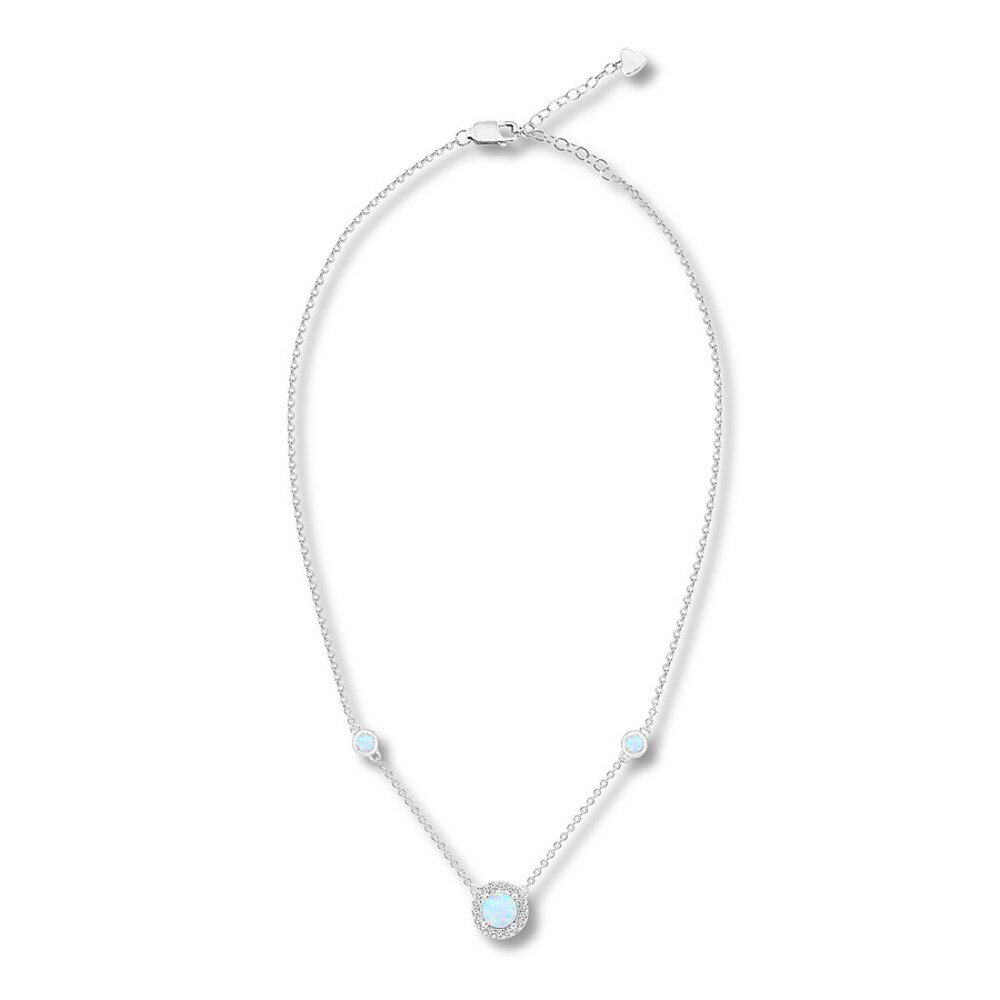 Lab-Created Opal Choker Lab-Created Sapphires Sterling Silver dK7P4tWO