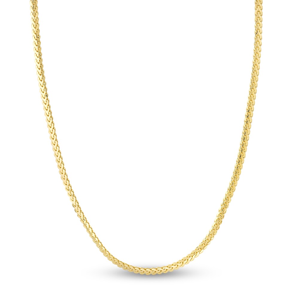 Flat Bombe Franco Chain Necklace 14K Yellow Gold 24" dKpFnNqZ