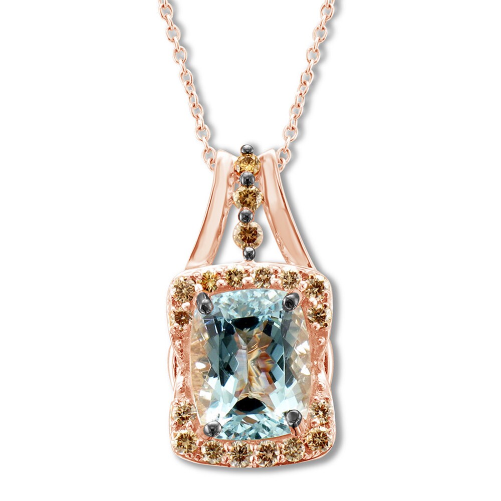 Le Vian Aquamarine Necklace 3/8 ct tw Diamonds 14K Strawberry Gold dM54LiIP