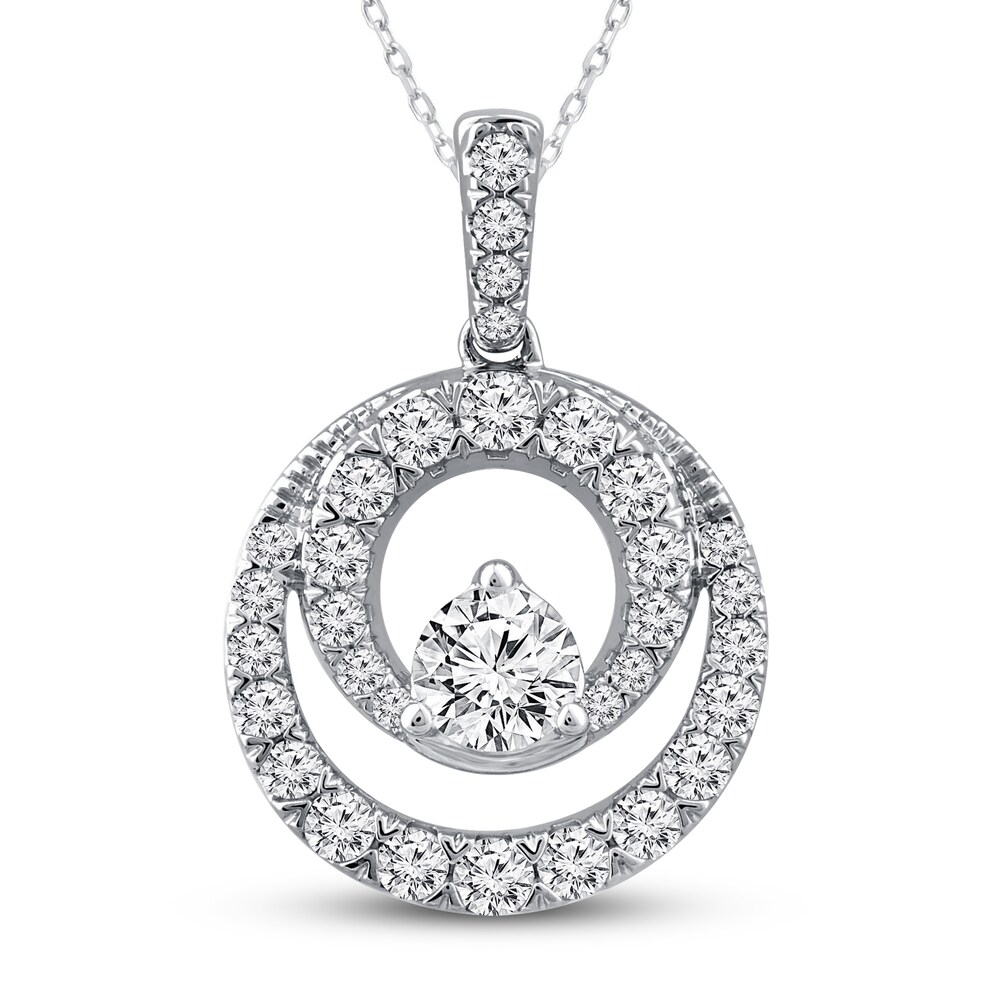 Closer Together Diamond Necklace 1-1/2 ct tw Round 14K White Gold dMUBu4sj