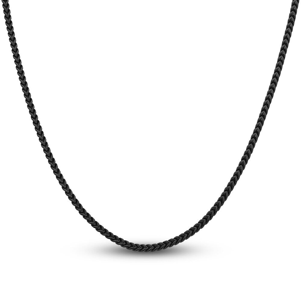 Men\'s Franco Chain Necklace Black Ion-Plated Stainless Steel 18\" dOtKOJ8p