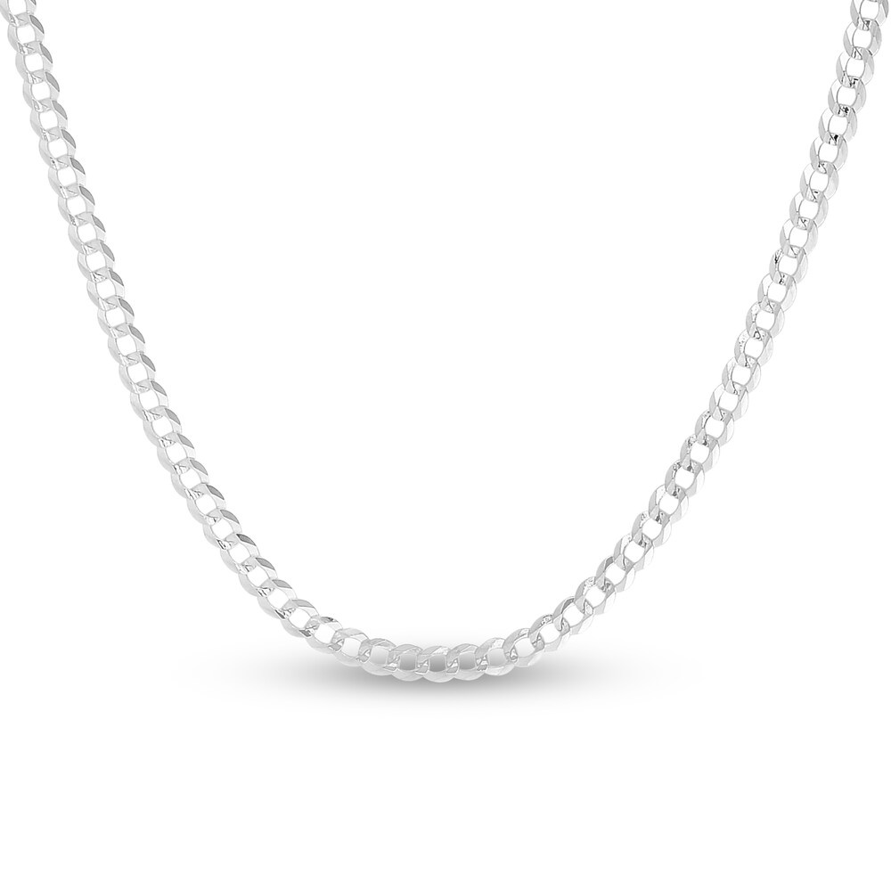 Curb Chain Necklace 14K White Gold 24" dOyTy1rq