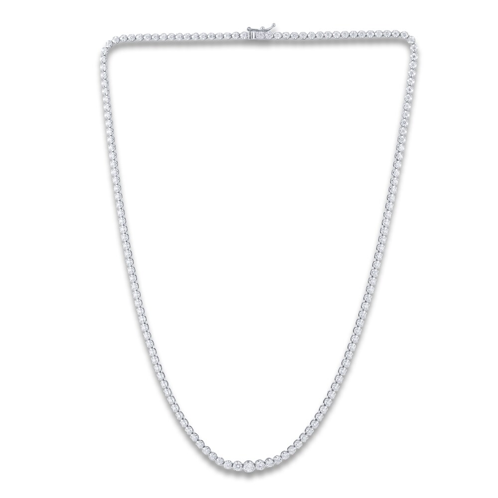 Graduated Diamond Necklace 3 ct tw Round 14K White Gold 18" dT0v9C52