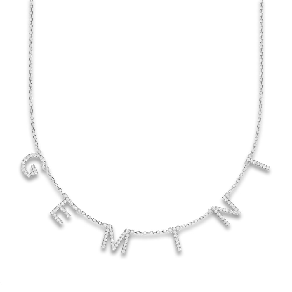 Juliette Maison Diamond Station Name Necklace 7/8 ct tw Round 10K White Gold dUGnKquc