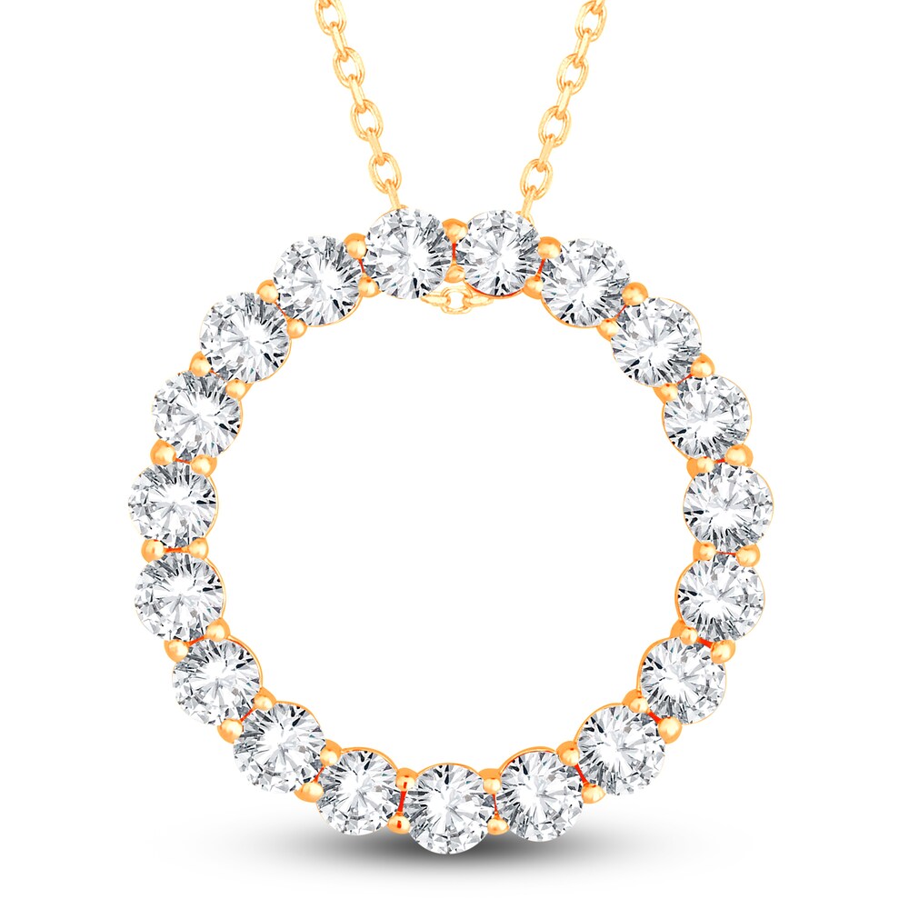Diamond Circle Pendant Necklace 3 ct tw Round 14K Yellow Gold 18" dVq8XzLU
