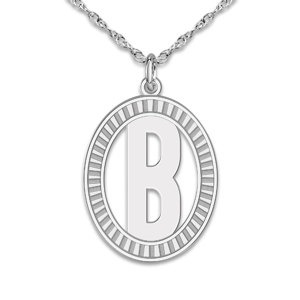 Initial Pendant Necklace Sterling Silver 18\" deYXfFJW