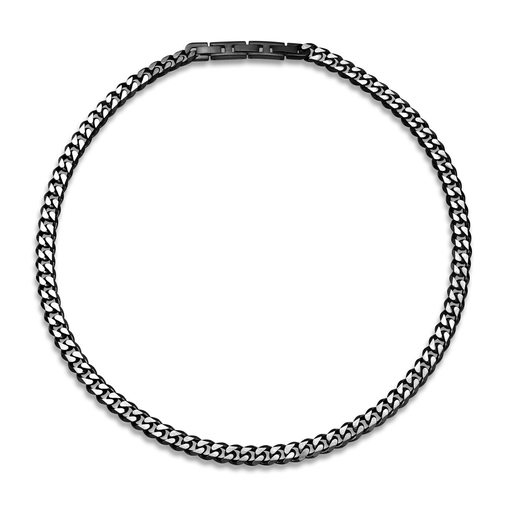 Men's Curb Chain Necklace Black-Plated Stainless Steel 8mm 20" dmgOw7sT