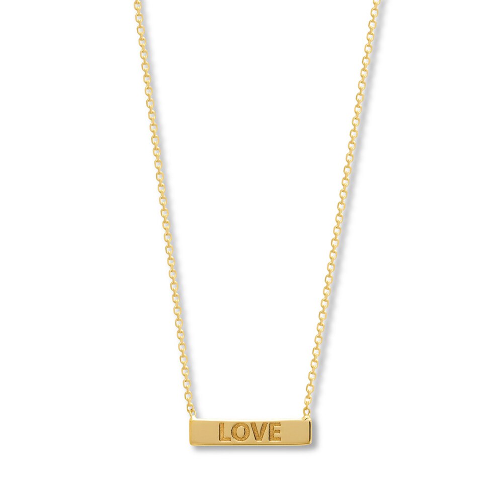 Love Bar Necklace 14K Yellow Gold 16" dqBVIBuU