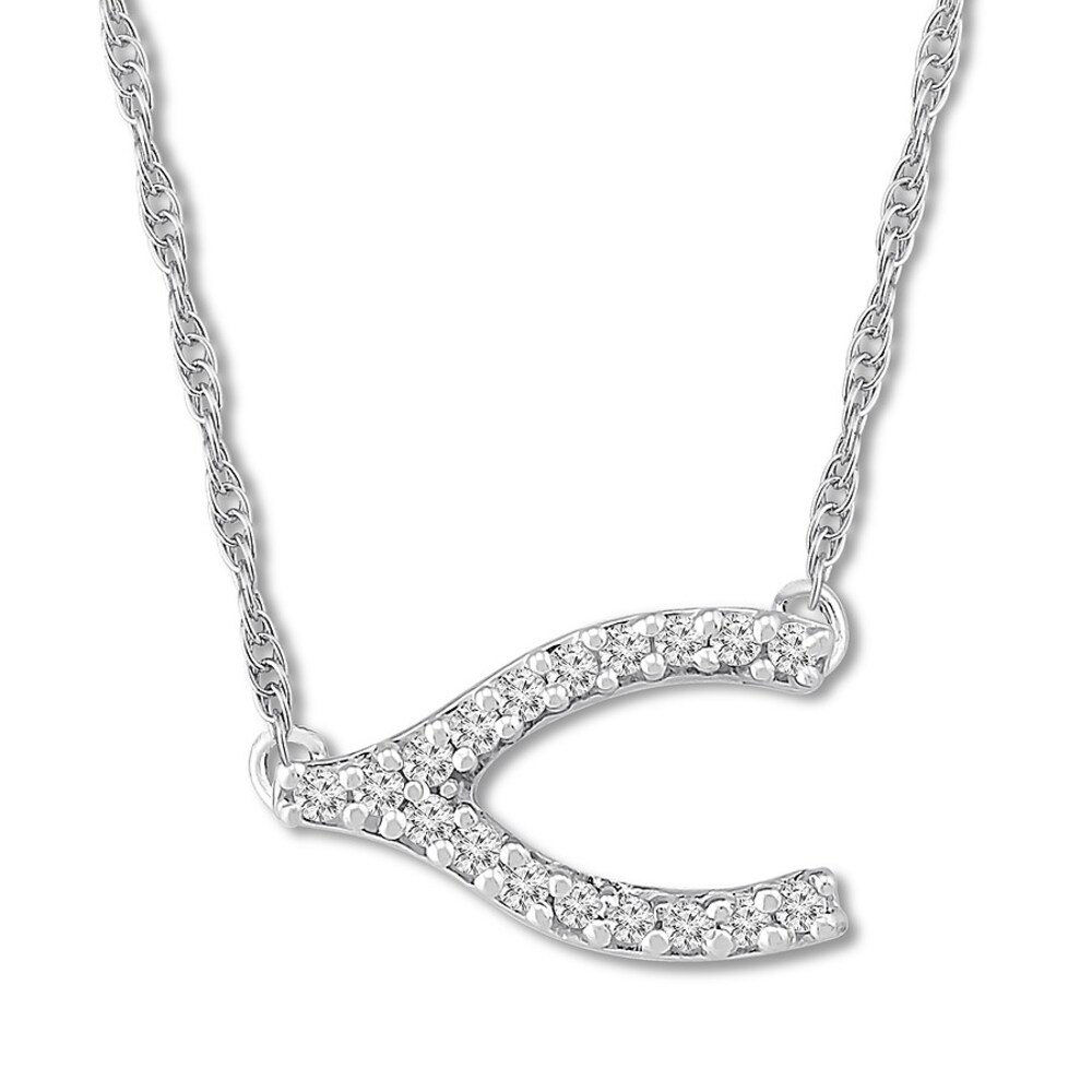 Wishbone Necklace 1/10 ct tw Diamonds Sterling Silver dqsf4mUh