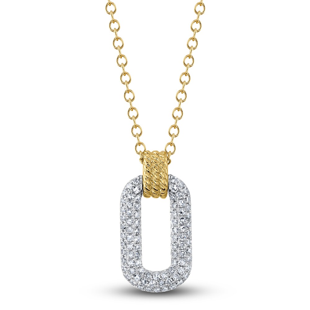 Shy Creation Diamond Necklace 1/6 ct tw Round 14K Two-Tone Gold 18" SC55024422 e7yA0LLH