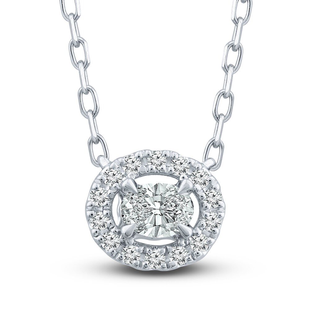 Diamond Necklace 1/6 ct tw Round 10K White Gold e9Rrp2Ec