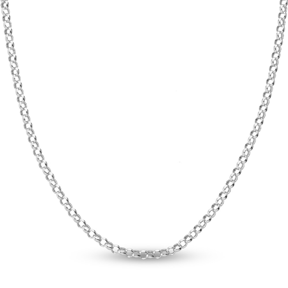 Hollow Rolo Chain Necklace 14K White Gold 16" eBWe9M33