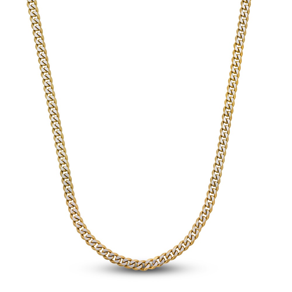 Men's Curb Chain Necklace Gold Ion-Plated Stainless Steel 8mm 24" eEPwsqrg