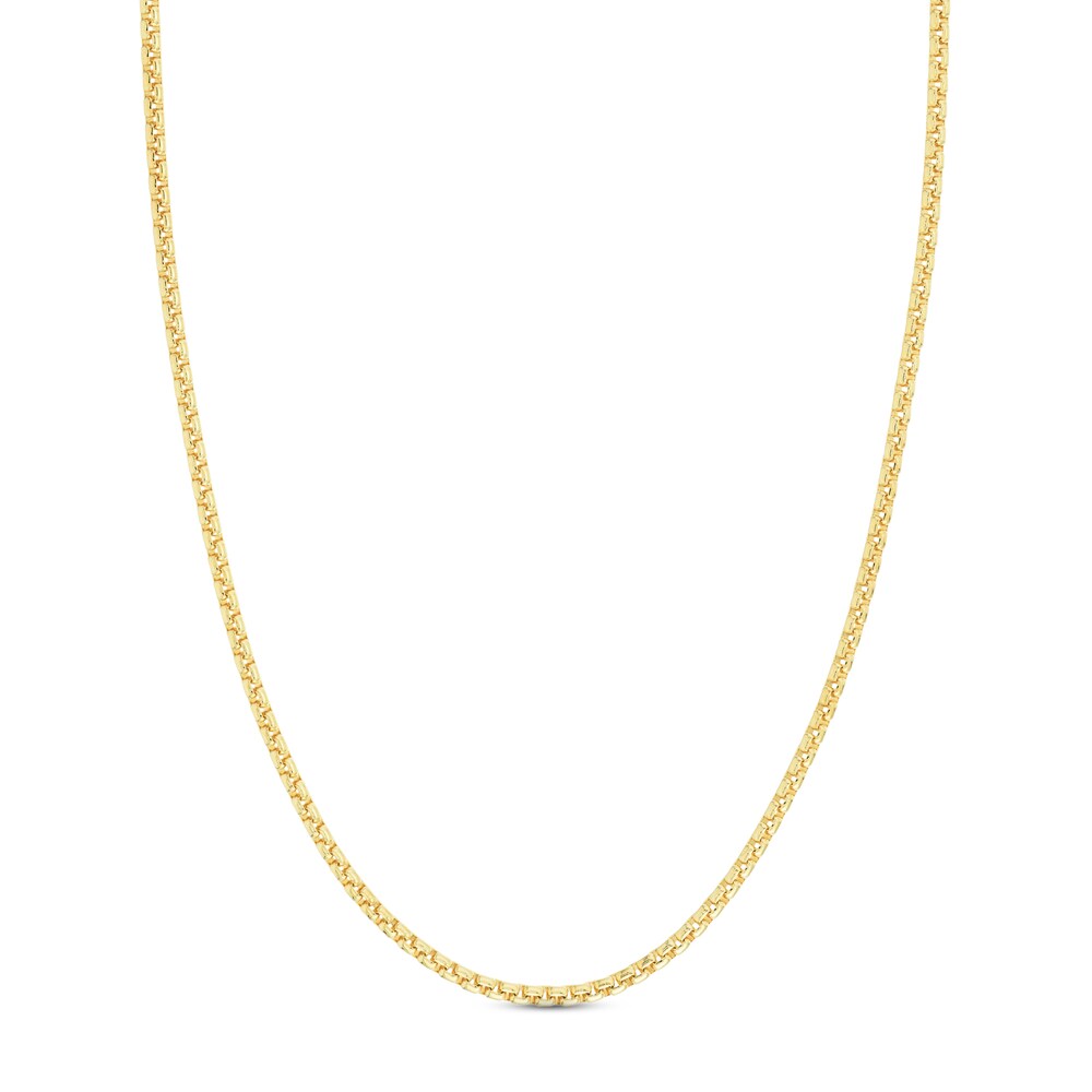 Round Box Chain Necklace 14K Yellow Gold 20" eEylAklE