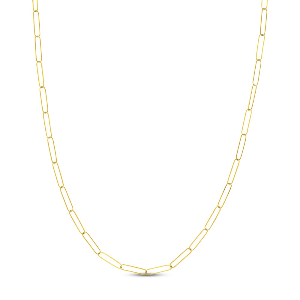Paper Clip Chain Necklace 14K Yellow Gold 30" eF09pt1N