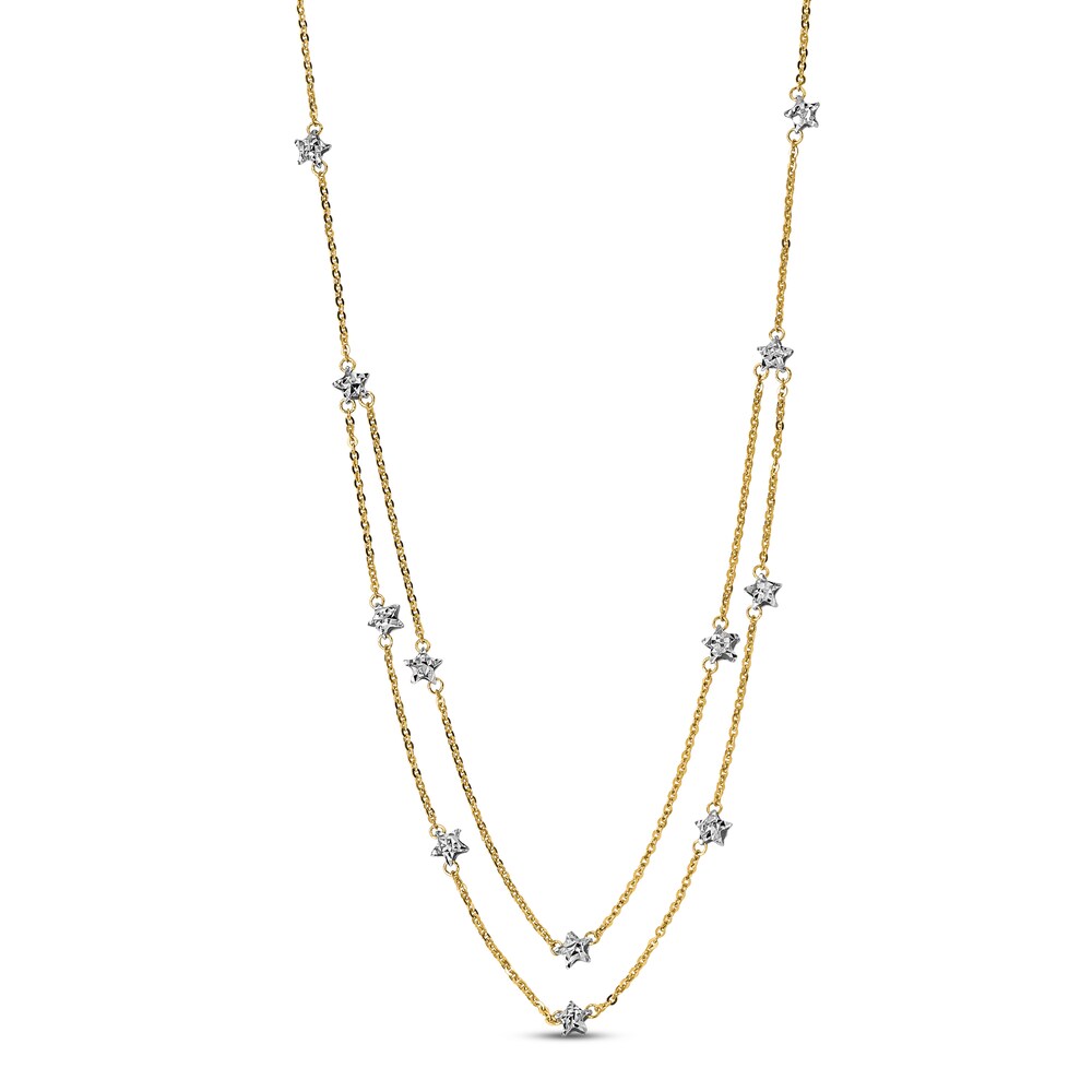Double Chain Star Necklace 14K Two-Tone Gold eFYqqC9L