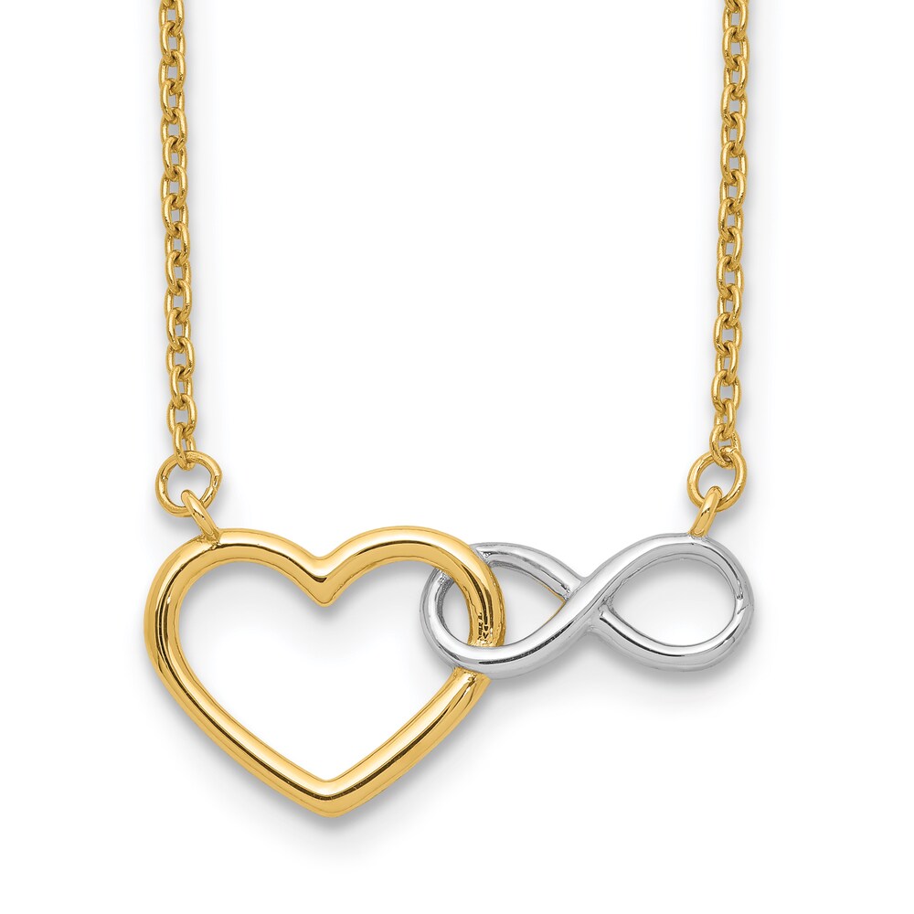 Heart/Infinity Symbol Necklace 14K Yellow Gold/White Rhodium 17" eJWphP6f