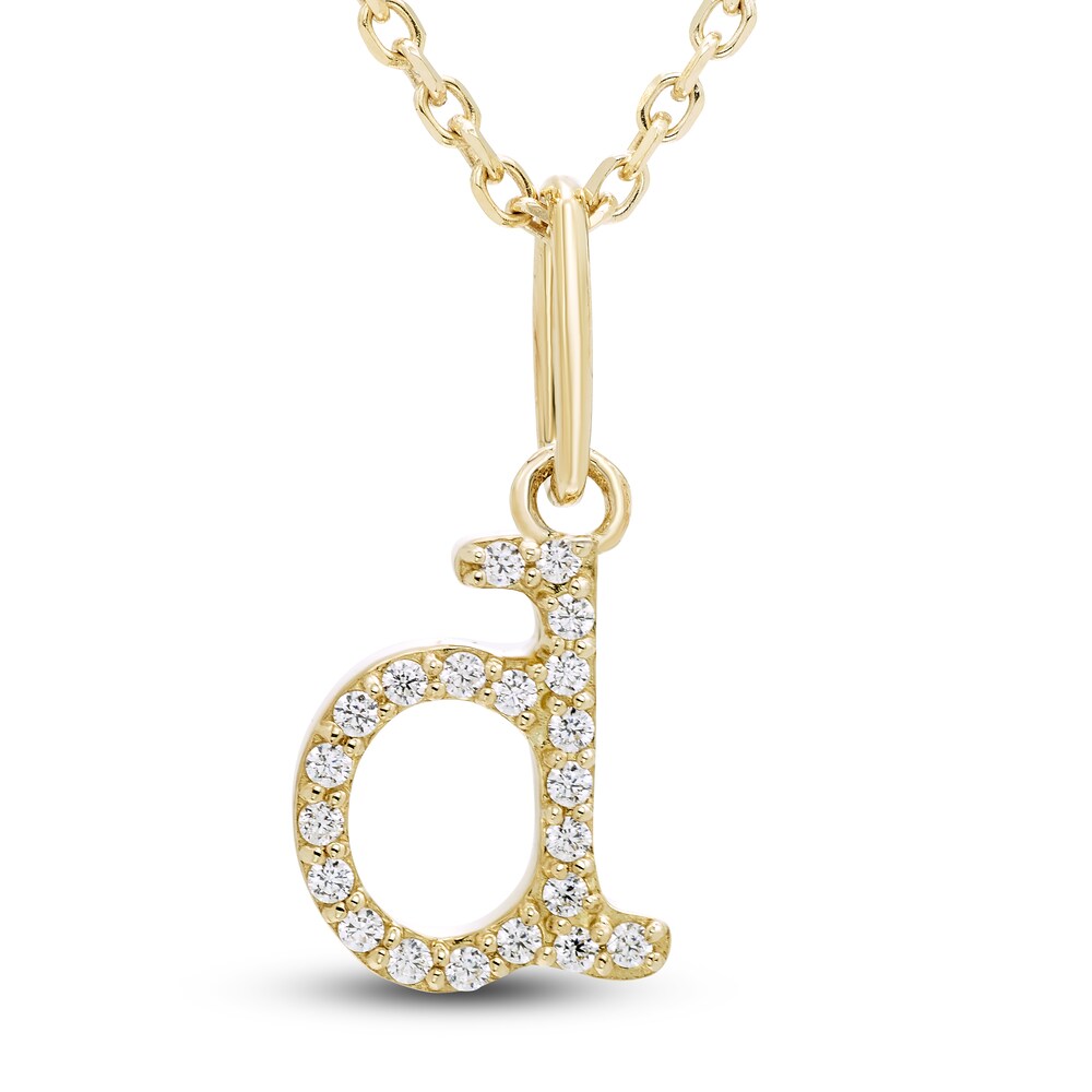 Diamond Initial D Pendant Necklace 1/20 ct tw Round 10K Yellow Gold 18" ePKbvsmN