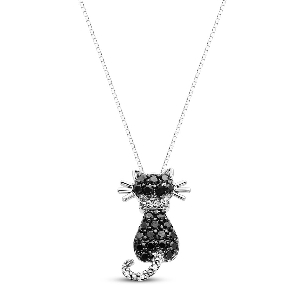 Black Cat Necklace 1/3 ct tw Diamonds 10K White Gold eQrHbVPx