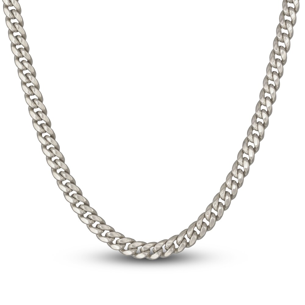 Miami Cuban Link Necklace 10K White Gold 24\" eUvUzS6w [eUvUzS6w]