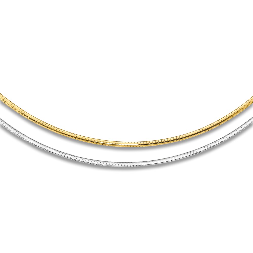 Reversible Omega Chain Necklace 14K Two-Tone Gold 18\" 2.0mm ea7bZS2O