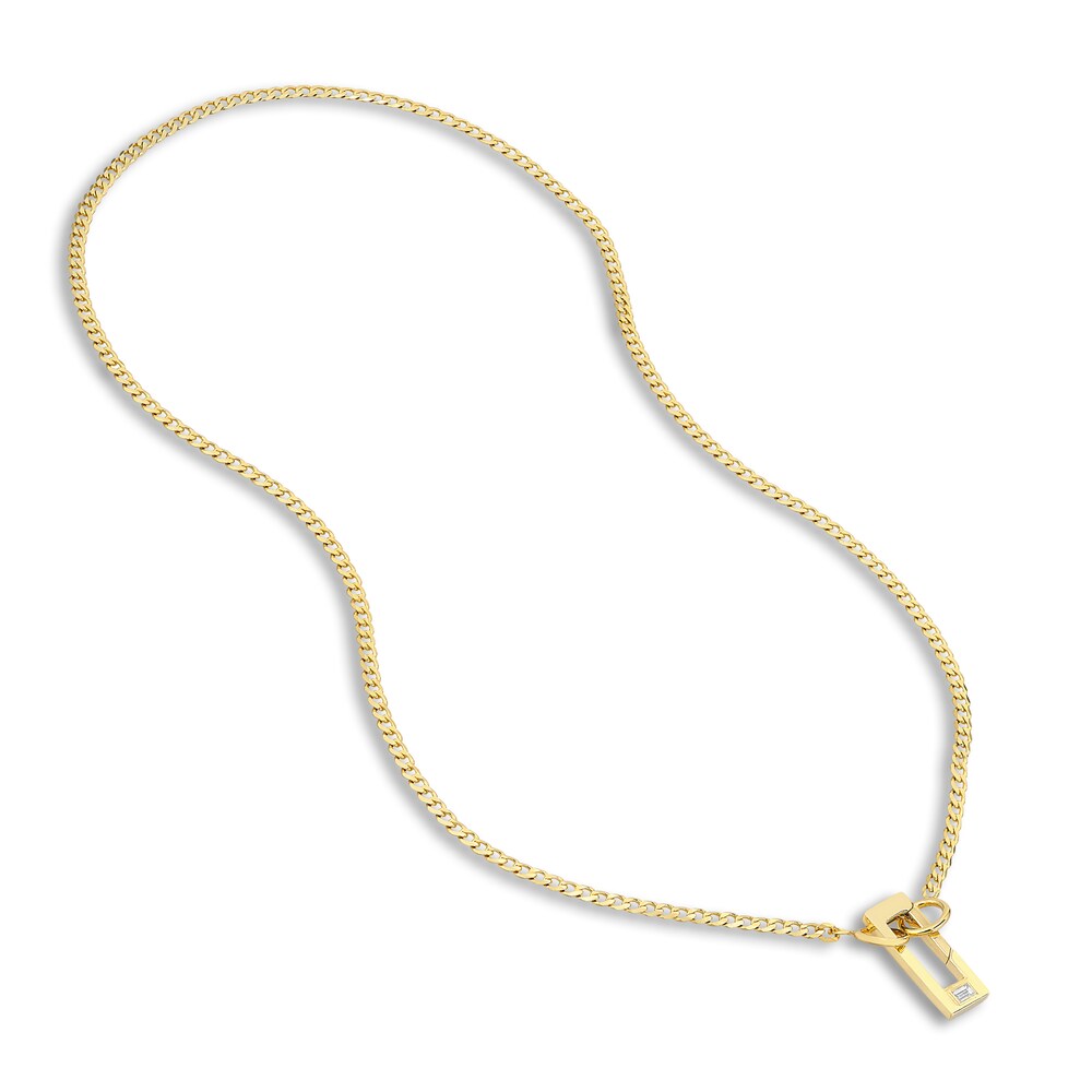 Open Curb Split Chain Necklace 14K Yellow Gold 18\" ecZc6ZVs
