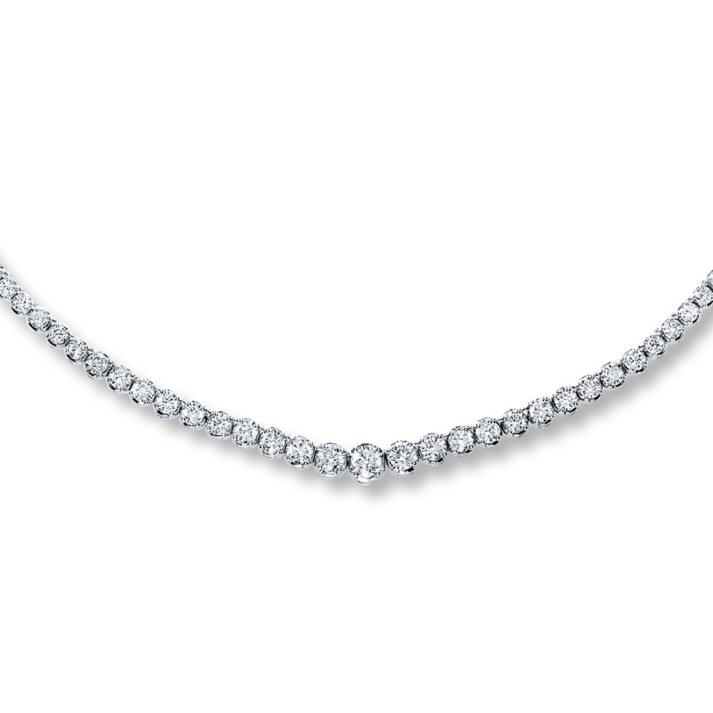 Certified Diamonds 7 ct tw Round-Cut 14K White Gold Tennis Necklace ecdu9XK1