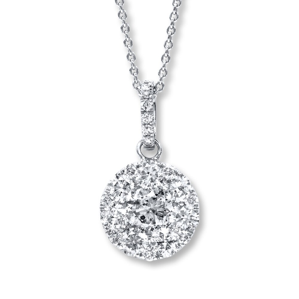 Diamond Necklace 2 ct tw Round-cut 14K White Gold eeWzfkH1