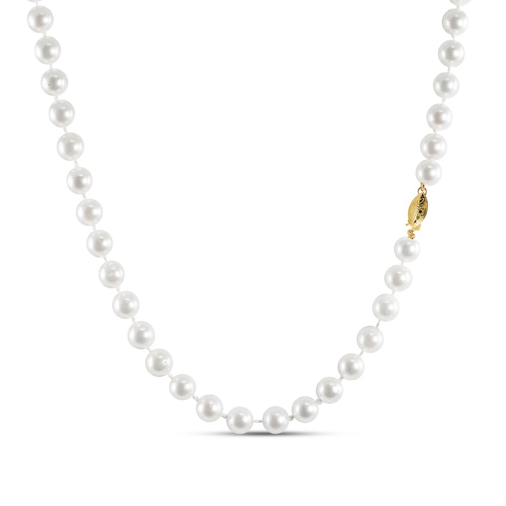Cultured Pearl Strand Necklace 14K Yellow Gold ehnzlB38
