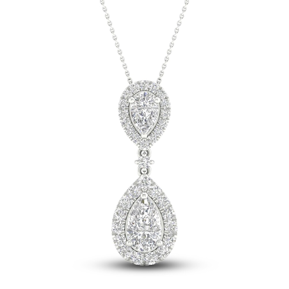 Lab-Created Diamond Pendant Necklace 1 ct tw Pear/Round 14K White Gold ekojrGpe