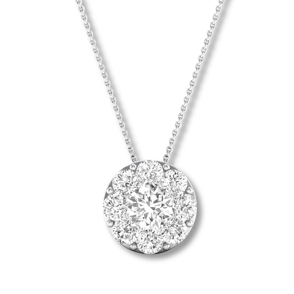 Diamond Necklace 1/4 carat tw Round 10K White Gold 18" Adj. elhEg34B