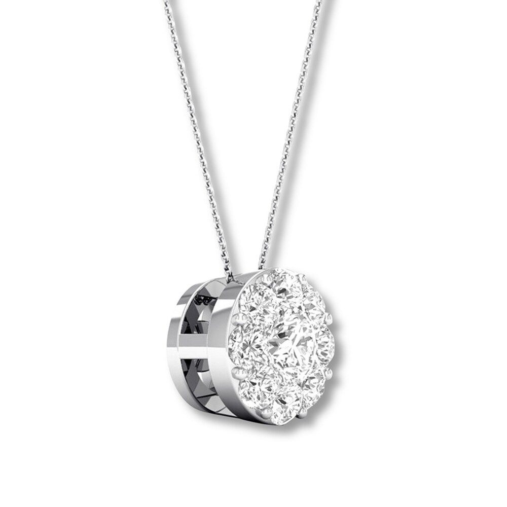 Diamond Necklace 1/4 carat tw Round 10K White Gold 18\" Adj. elhEg34B