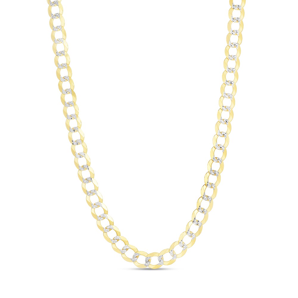 Two-Tone Curb Chain Necklace 14K Yellow Gold 24" exFlB6lv