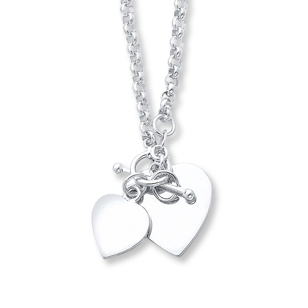 Twin Heart Necklace Sterling Silver 18 Length exmZRpsK