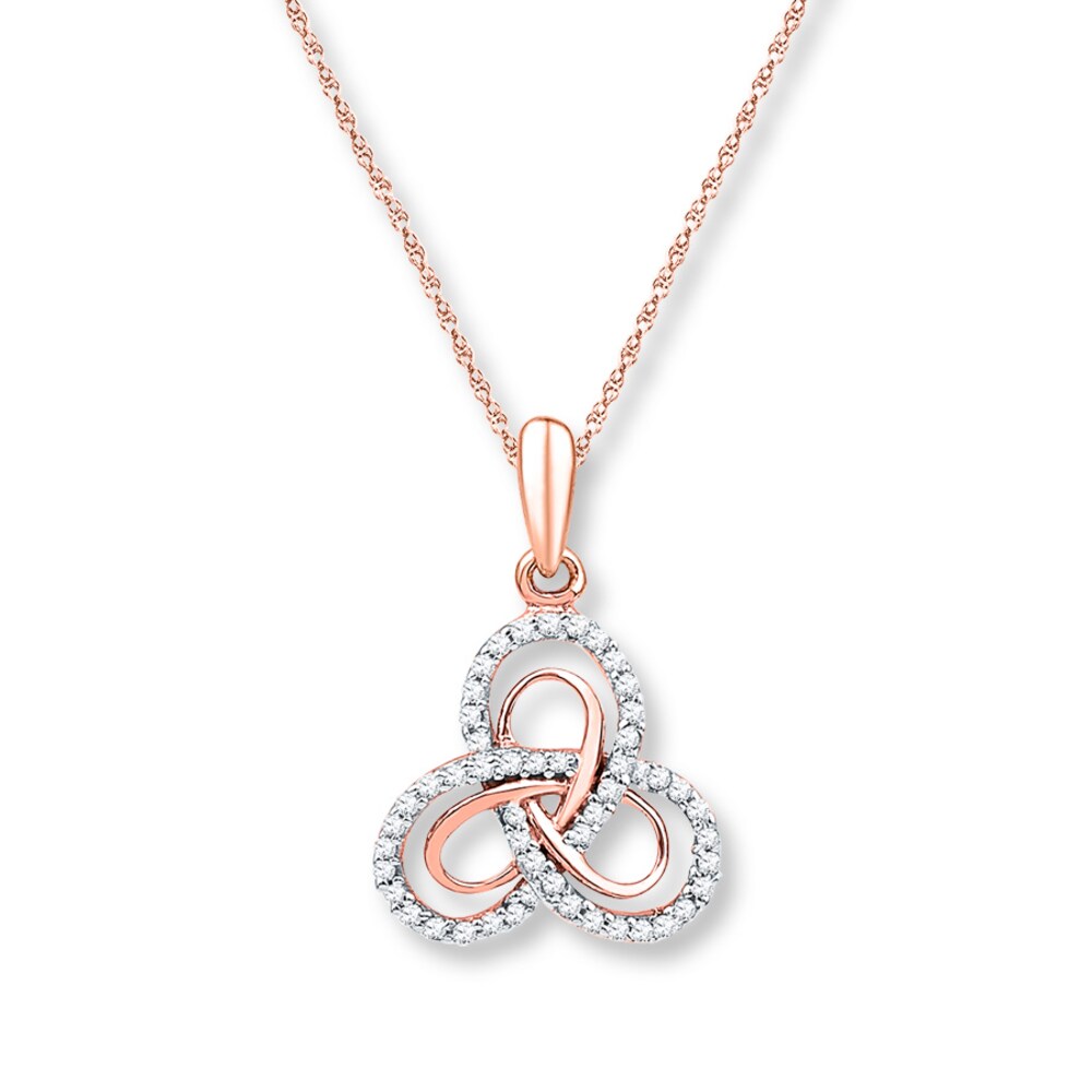 Celtic Knot Necklace 1/6 ct tw Diamonds 10K Rose Gold f0oWfWVg