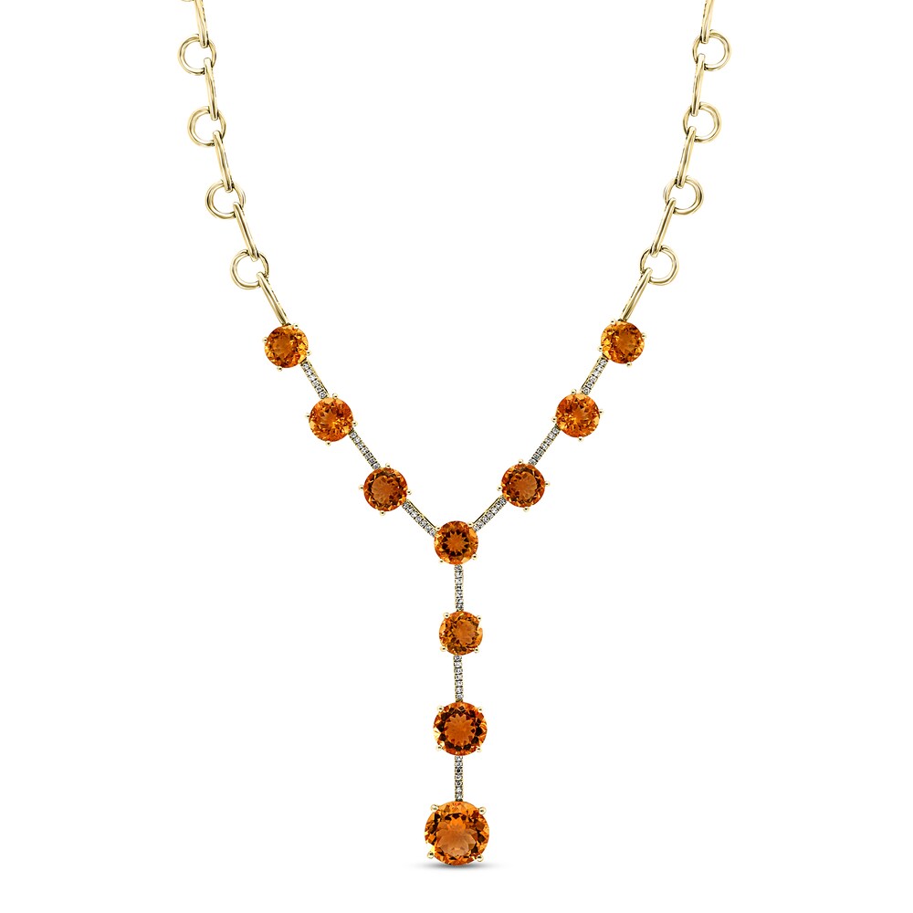 LALI Jewels Natural Citrine Necklace 1/3 ct tw Diamonds 14K Yellow Gold f2hhzVJc