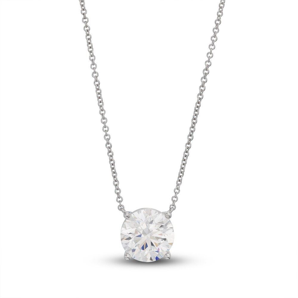 Lab-Created Diamond Solitaire Necklace 4 ct tw Round 14K White Gold 19" (SI2/F) f2kCdRdu