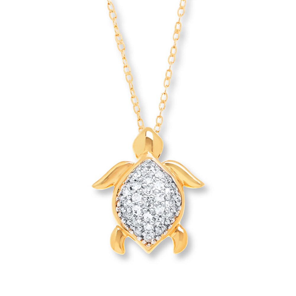 Turtle Necklace 1/10 ct tw Diamonds 14K Yellow Gold f8HgjXU8