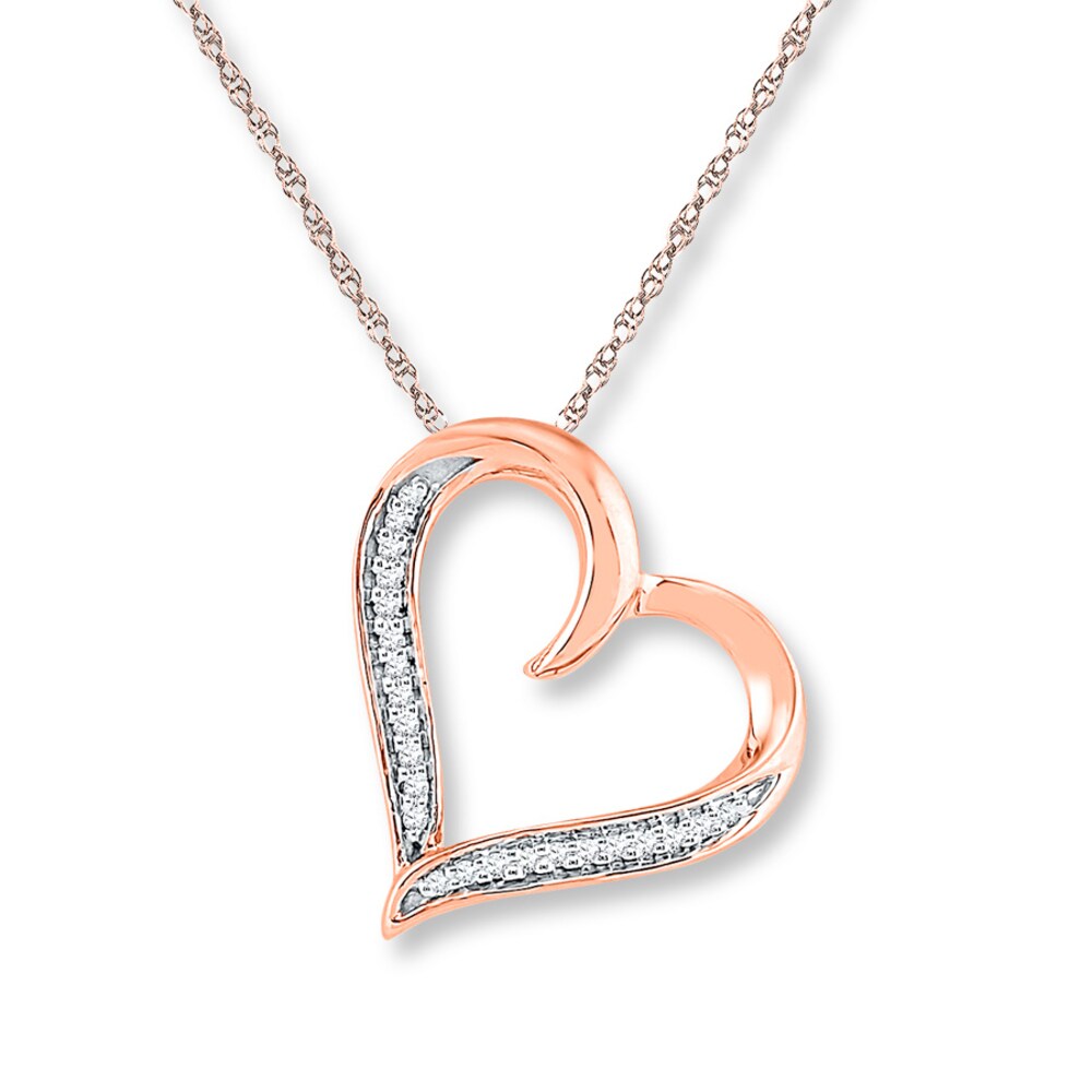 Diamond Heart Necklace 1/10 ct tw Round-cut 10K Rose Gold fAdssO6i
