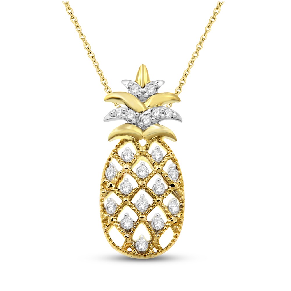 Pineapple Necklace 1/8 ct tw Diamonds 10K Yellow Gold fFHEMQR7