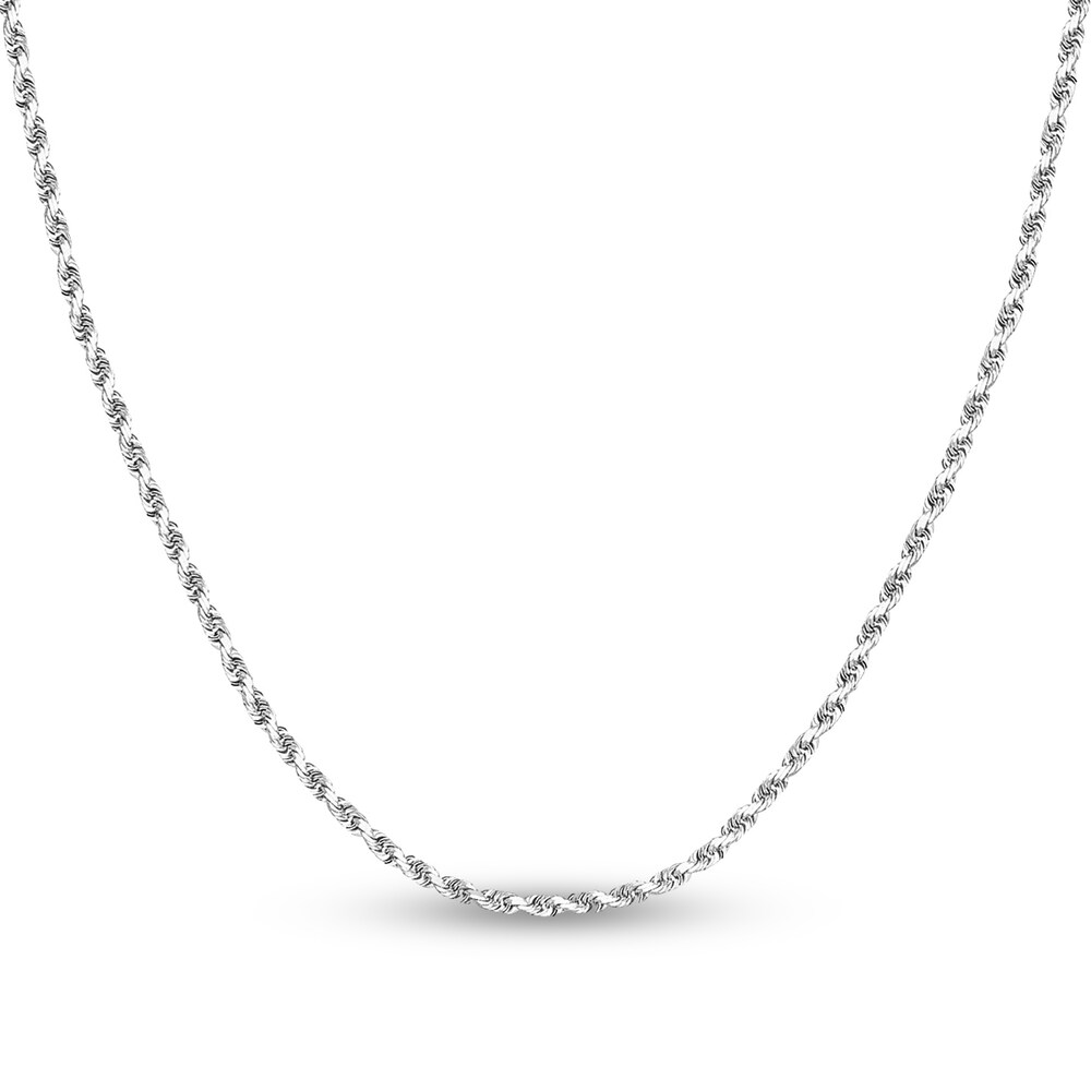 Diamond-Cut Rope Chain Necklace 14K White Gold 24" fPha3kwK