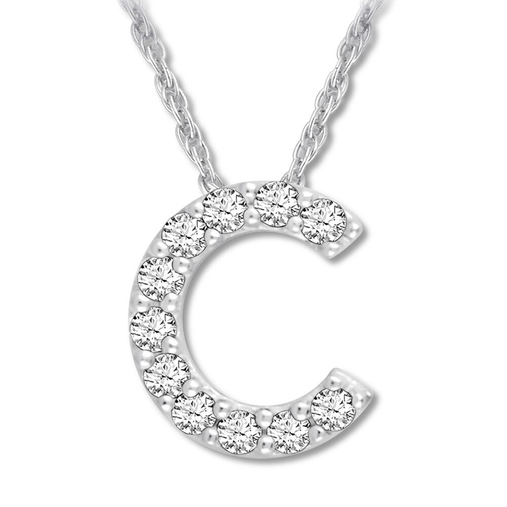 Diamond Initial C Necklace 1/20 ct tw Round-cut 10K White Gold fixYQijV