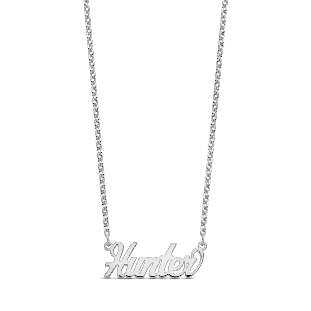 Polished Script Name Plate Necklace Sterling Silver fq1QiCW2