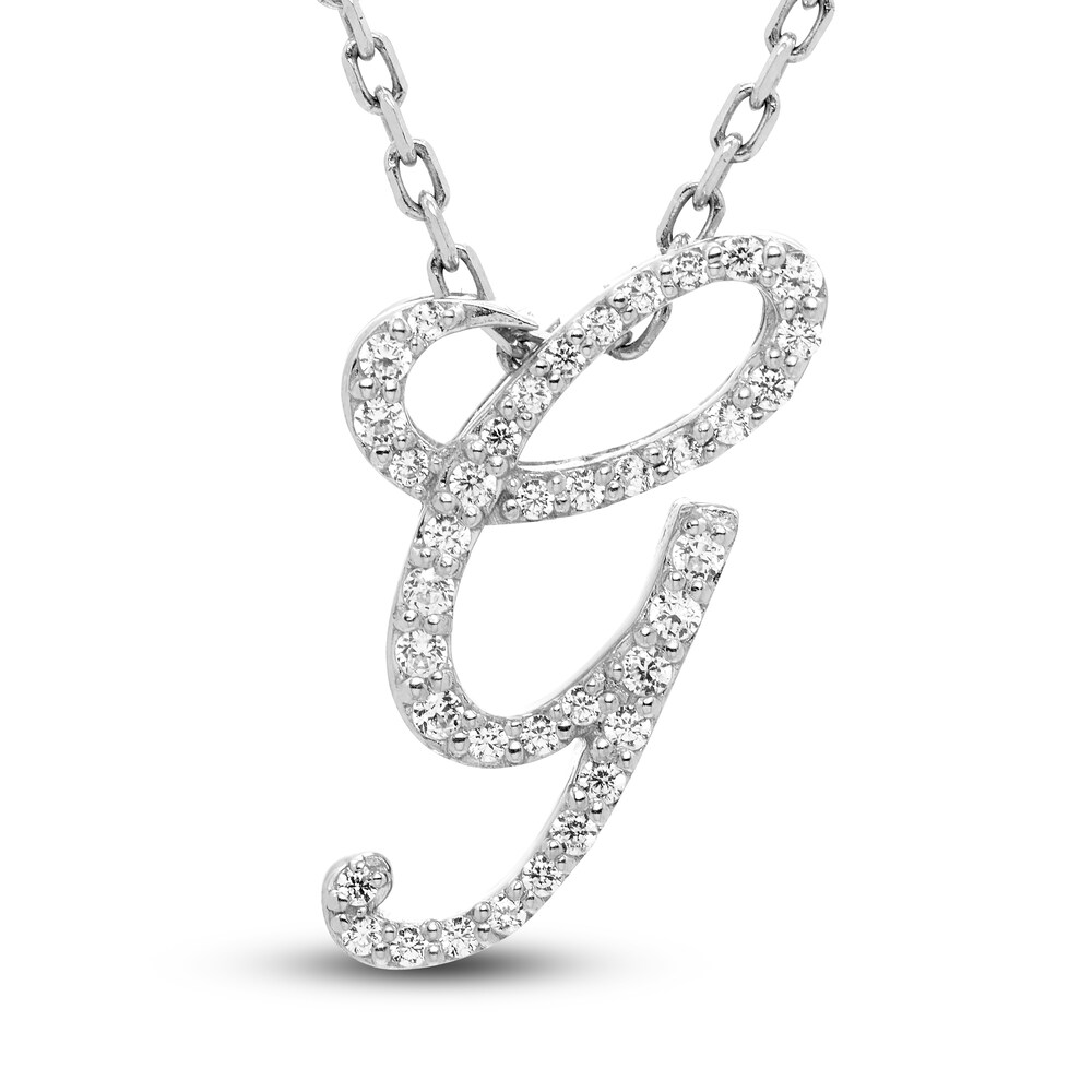 Diamond Initial G Pendant Necklace 1/10 ct tw Round 10K White Gold fsDifvIb