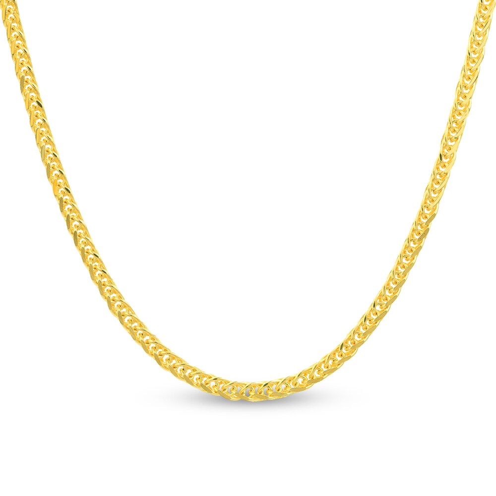 Square Wheat Chain Necklace 14K Yellow Gold 16" fwkbBSEu
