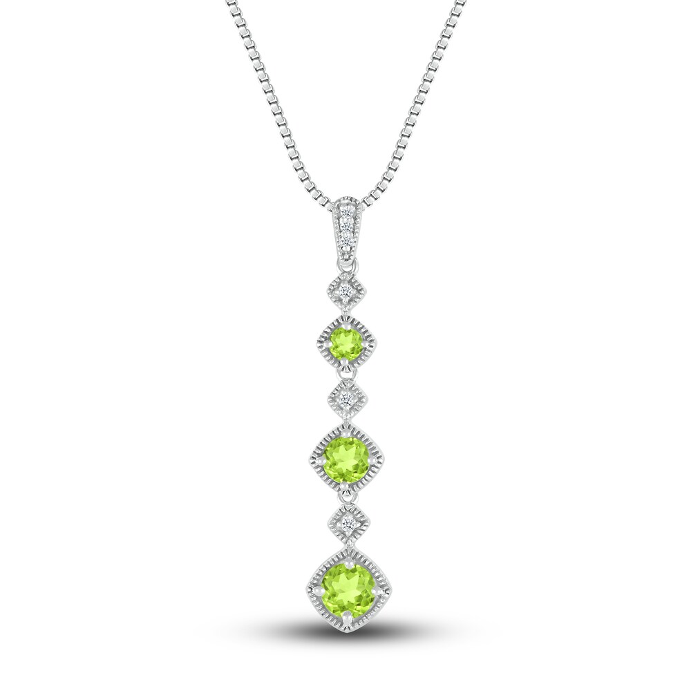 Natural Peridot Necklace 1/20 ct tw Diamonds Sterling Silver fzKFF4QN