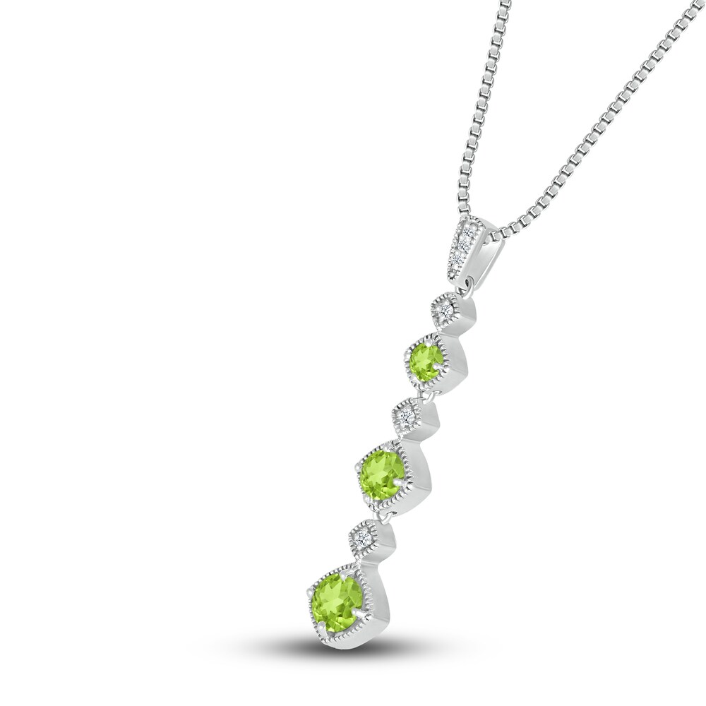 Natural Peridot Necklace 1/20 ct tw Diamonds Sterling Silver fzKFF4QN
